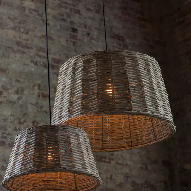 Large Dark Wicker Chandelier Shade
